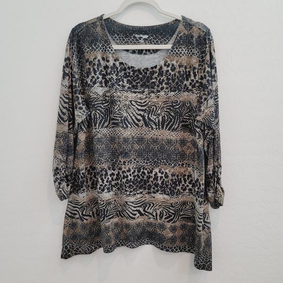 NWOT Kim Rogers Animal Prints Blouse Top Women's Size 1X - Picture 9 of 9